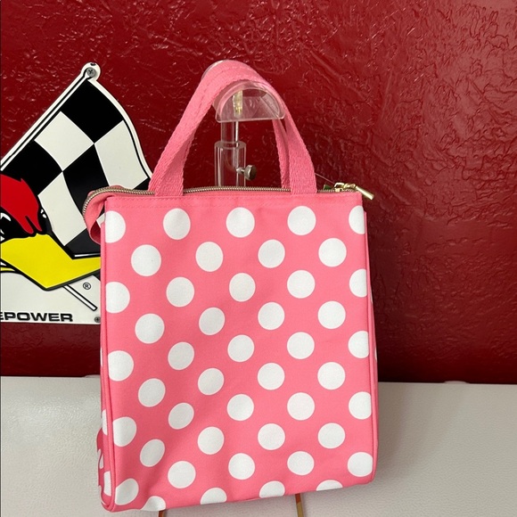 Kate Spade Pink and White Polka Dot lunch Tote - Picture 3 of 7